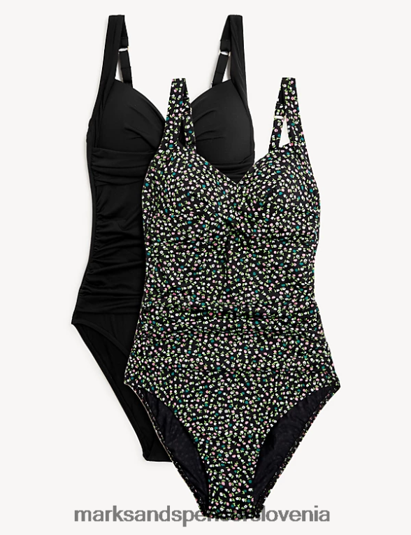 2pk podložene potopne kopalke za nadzor trebuha črna mešanica Marks & Spencer kopalke in oblačila za plažo ženske 6T8F6X2531