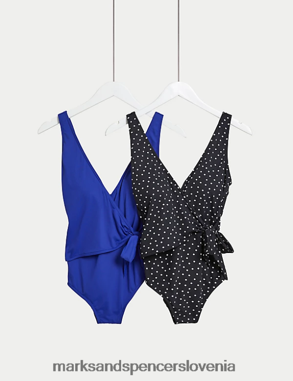 2pk tummy control wrap potopne kopalke črna mešanica Marks & Spencer kopalke in oblačila za plažo ženske 6T8F6X47