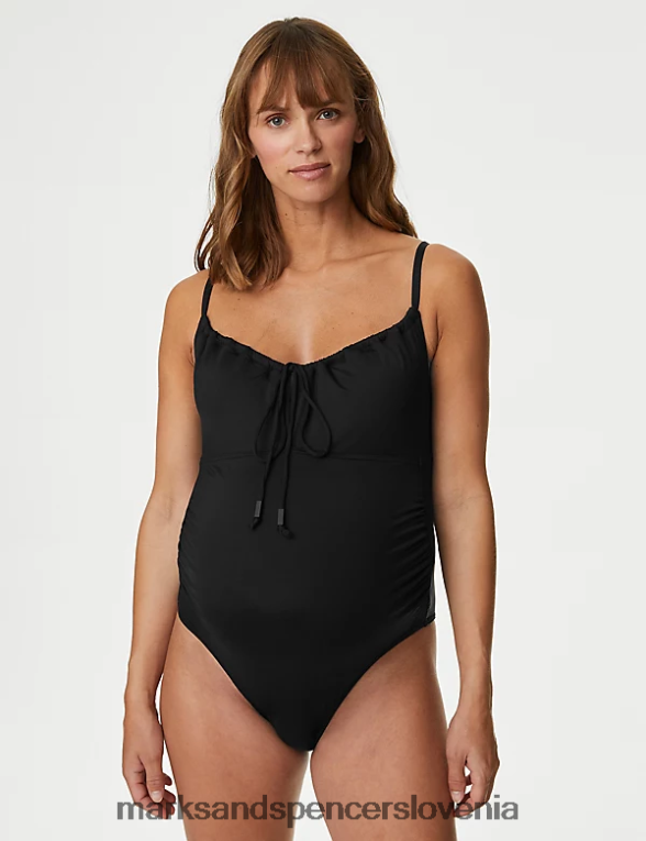 nosečniške podložene kopalke z okroglim izrezom Črna Marks & Spencer kopalke in oblačila za plažo ženske 6T8F6X2008