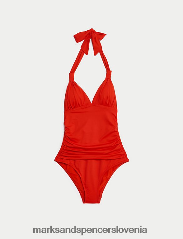 podložene kopalke z naborki in ovratnikom mak Marks & Spencer kopalke in oblačila za plažo ženske 6T8F6X120