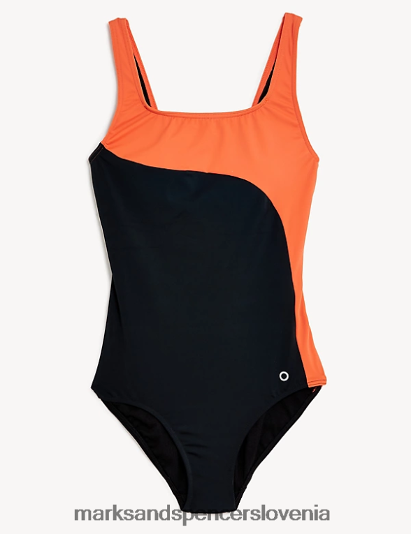 potiskane podložene kopalke z okroglim izrezom pomarančna mešanica Marks & Spencer kopalke in oblačila za plažo ženske 6T8F6X2365