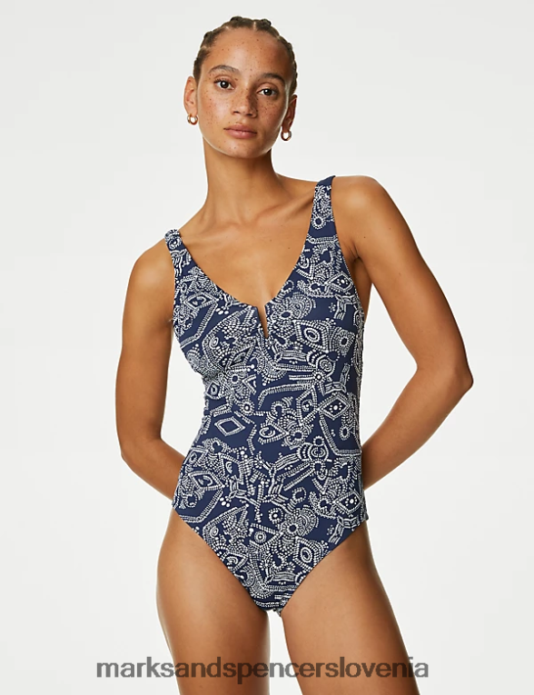 potiskane podložene kopalke z u-žico mornarska mešanica Marks & Spencer kopalke in oblačila za plažo ženske 6T8F6X119