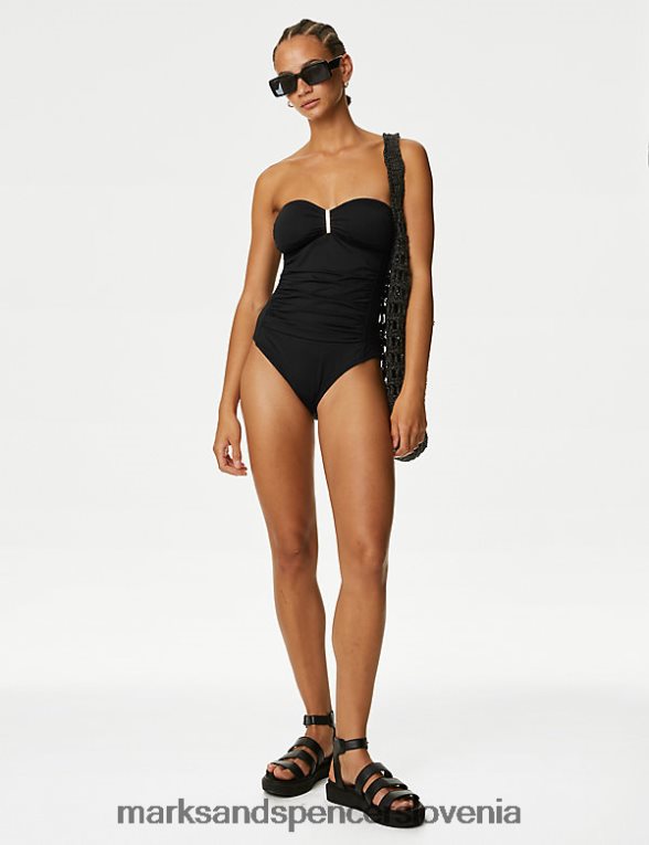 tummy control podložene kopalke bandeau Črna Marks & Spencer kopalke in oblačila za plažo ženske 6T8F6X797