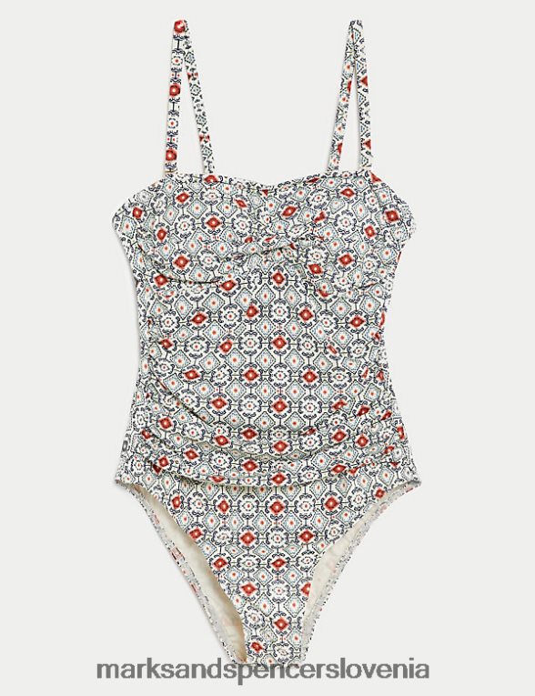 tummy control potiskane bandeau kopalke mešanica slonovine Marks & Spencer kopalke in oblačila za plažo ženske 6T8F6X3149