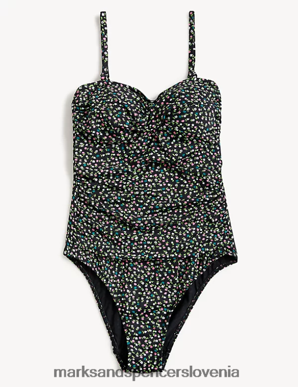 tummy control potiskane bandeau kopalke črna mešanica Marks & Spencer kopalke in oblačila za plažo ženske 6T8F6X2829