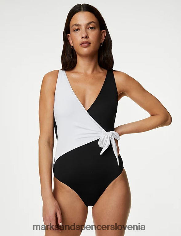 tummy control wrap potopne kopalke črna mešanica Marks & Spencer kopalke in oblačila za plažo ženske 6T8F6X301