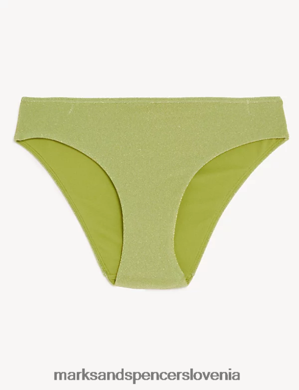 bleščeči spodnji del bikinija z visokimi nogavicami srednje zelena Marks & Spencer kopalke in oblačila za plažo ženske 6T8F6X2468