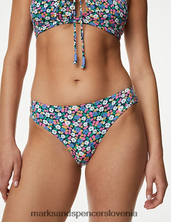 cvetlični spodnji del bikinija z visokimi nogavicami več/svetlo Marks & Spencer kopalke in oblačila za plažo ženske 6T8F6X2406