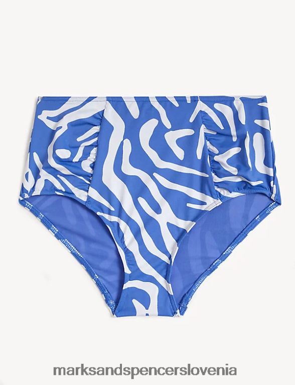 potiskani spodnji del bikinija z naborki svetlo modra mešanica Marks & Spencer kopalke in oblačila za plažo ženske 6T8F6X3497