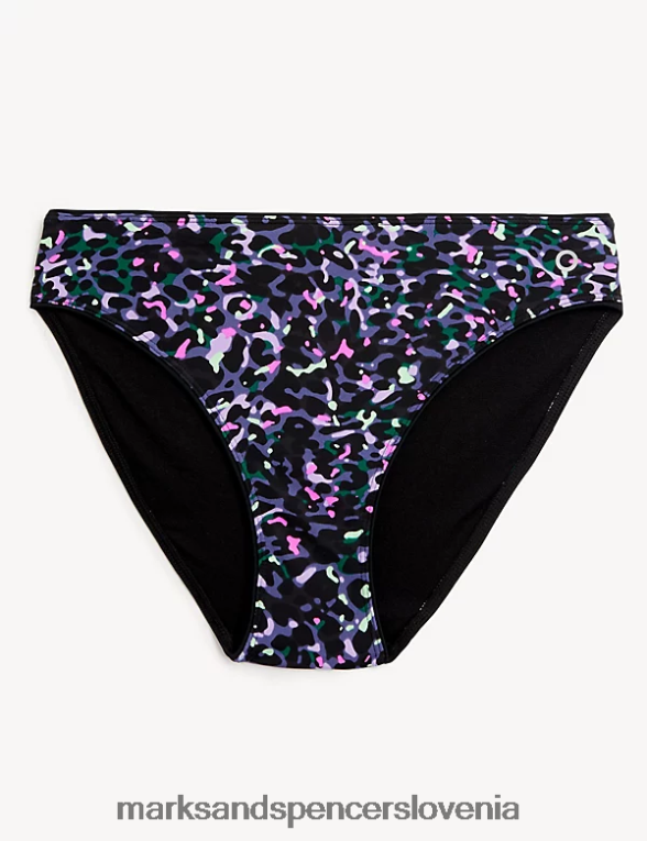 potiskani spodnji del bikinija z visokimi nogavicami mešanica lila Marks & Spencer kopalke in oblačila za plažo ženske 6T8F6X2219