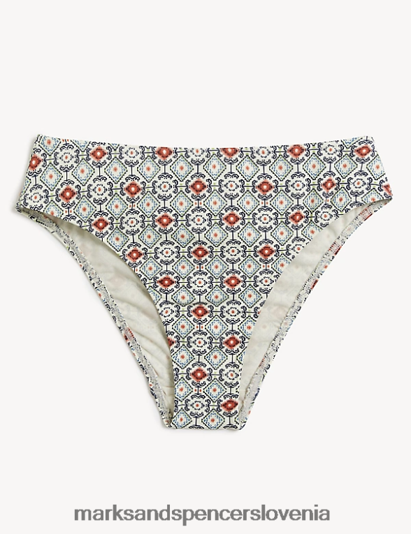 potiskani spodnji del bikinija z visokimi nogavicami za nadzor trebuha mešanica slonovine Marks & Spencer kopalke in oblačila za plažo ženske 6T8F6X2004