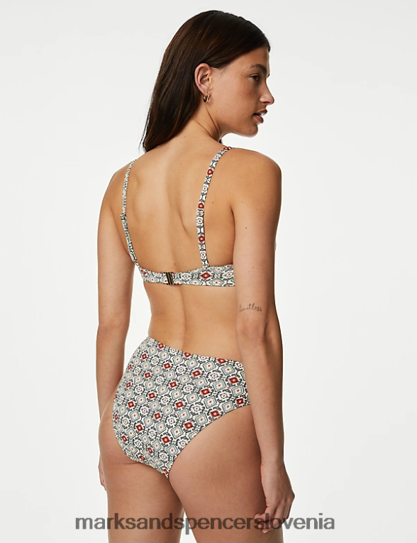potiskani spodnji del bikinija z visokimi nogavicami za nadzor trebuha mešanica slonovine Marks & Spencer kopalke in oblačila za plažo ženske 6T8F6X2004