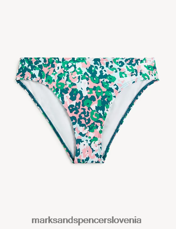 potiskani spodnji del bikinija z visokimi nogavicami zelena mešanica Marks & Spencer kopalke in oblačila za plažo ženske 6T8F6X2561