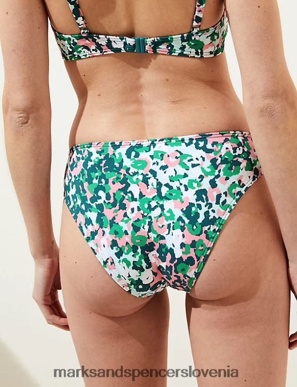 potiskani spodnji del bikinija z visokimi nogavicami zelena mešanica Marks & Spencer kopalke in oblačila za plažo ženske 6T8F6X2561