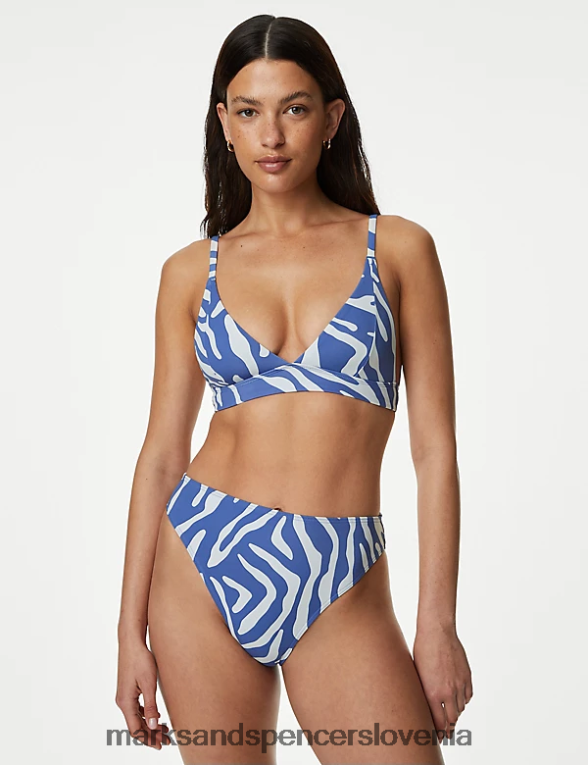 spodnji del bikinija z visokim pasom z živalskim vzorcem svetlo modra mešanica Marks & Spencer kopalke in oblačila za plažo ženske 6T8F6X3196