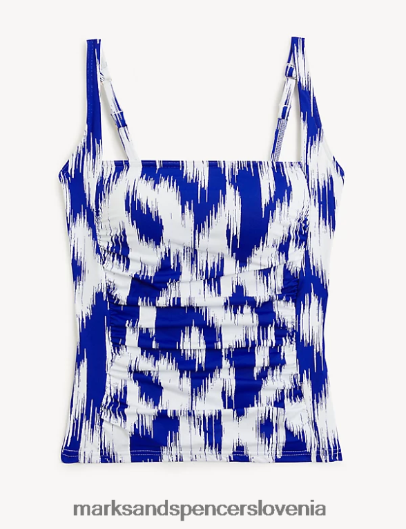 podloženi tankini top s potiskom za nadzor trebuha modra mešanica Marks & Spencer kopalke in oblačila za plažo ženske 6T8F6X2695