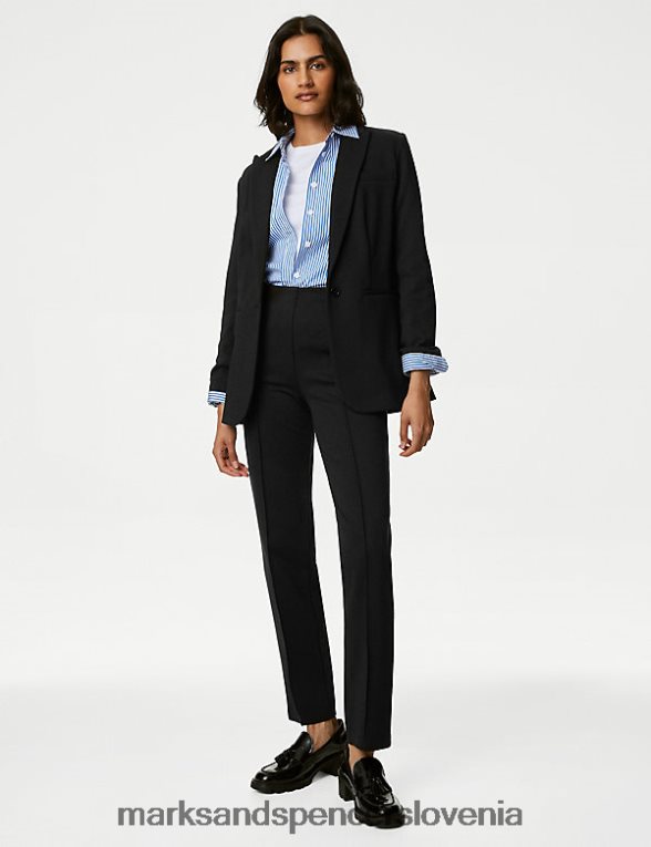 sproščen enoprsni blazer iz džersija Črna Marks & Spencer oblačila ženske 6T8F6X455