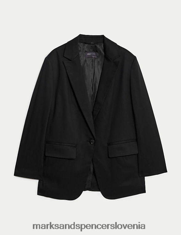 sproščen enoprsni blazer iz mešanice liocela Črna Marks & Spencer oblačila ženske 6T8F6X931