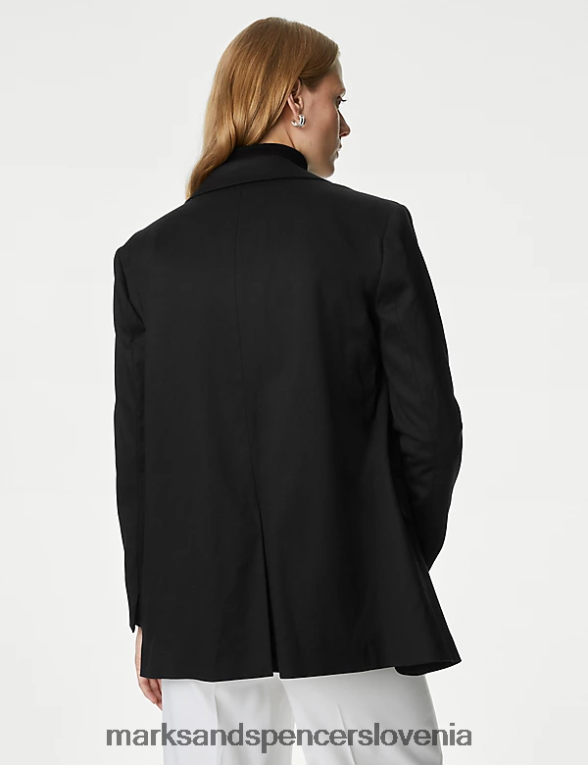 sproščen enoprsni blazer iz mešanice liocela Črna Marks & Spencer oblačila ženske 6T8F6X931
