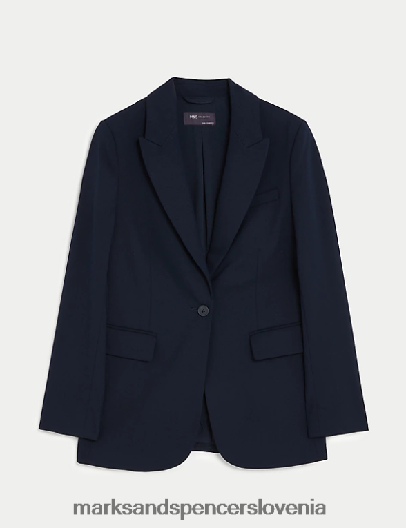 sproščen enoprsni blazer mornarica Marks & Spencer oblačila ženske 6T8F6X811