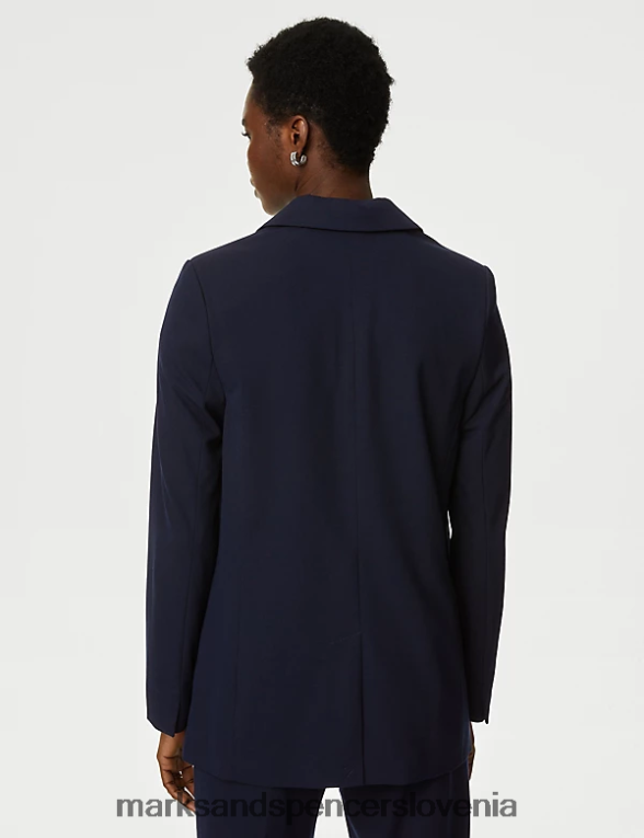 sproščen enoprsni blazer mornarica Marks & Spencer oblačila ženske 6T8F6X811