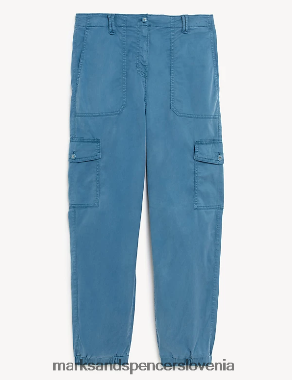 Cargo hlače, bogate z liocelom, obarvane s čajem zračno modra Marks & Spencer oblačila ženske 6T8F6X615