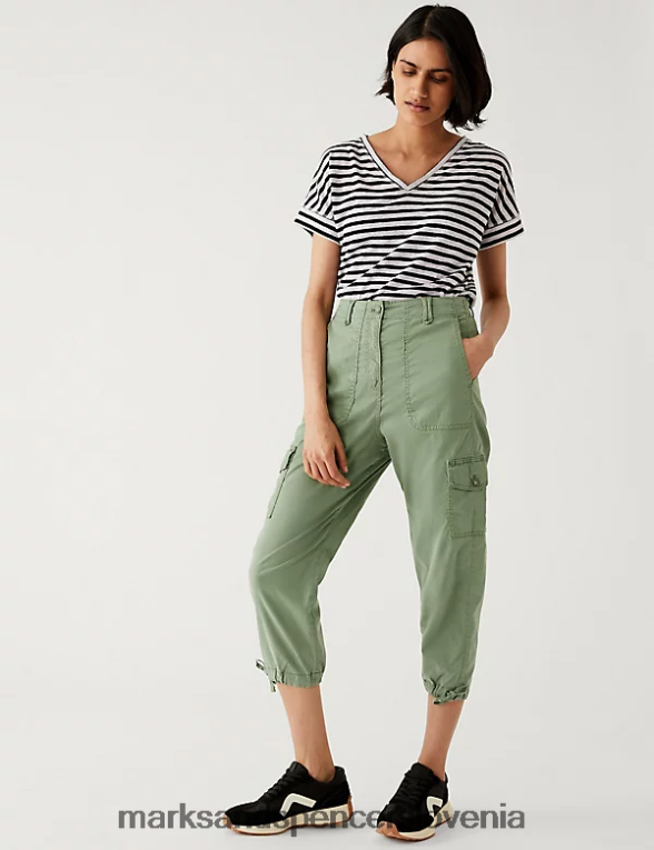 Cargo kratke hlače bogate z liocelom kaki Marks & Spencer oblačila ženske 6T8F6X949