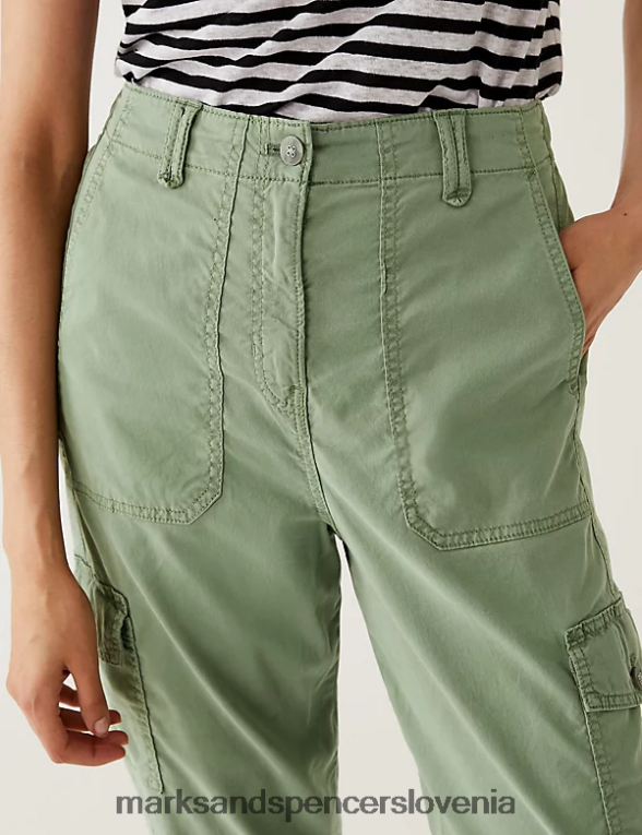 Cargo kratke hlače bogate z liocelom kaki Marks & Spencer oblačila ženske 6T8F6X949