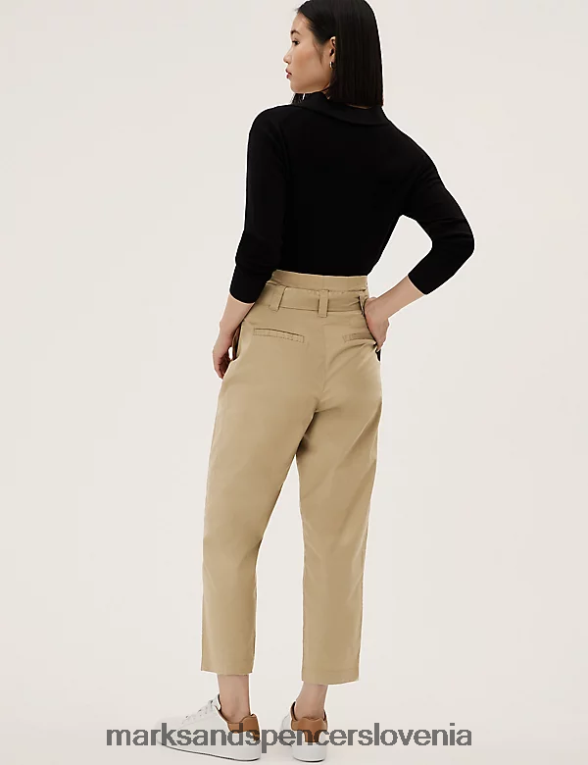 bombažne balonaste zožene hlače latte Marks & Spencer oblačila ženske 6T8F6X3195