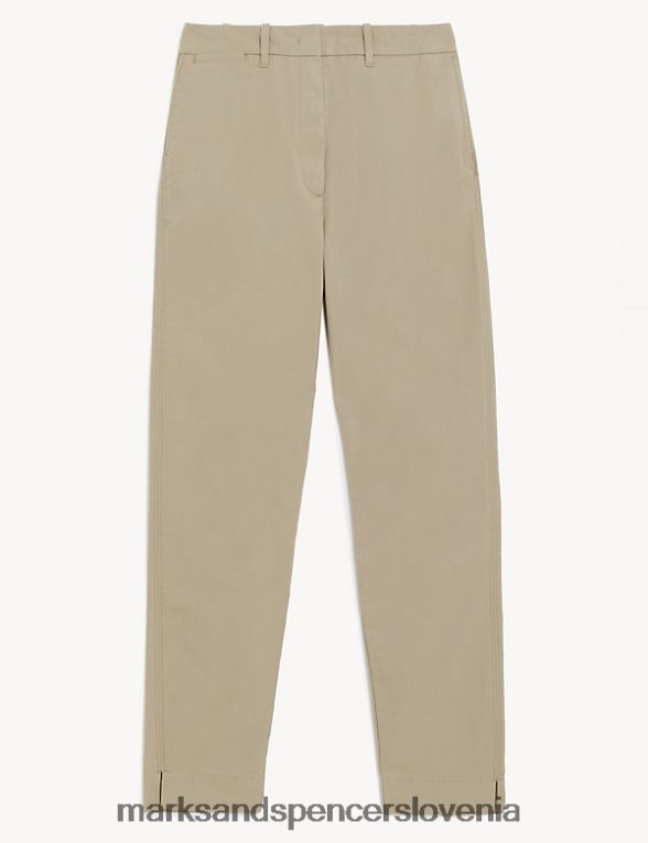 bombažni zoženi chinos hlače kava Marks & Spencer oblačila ženske 6T8F6X855