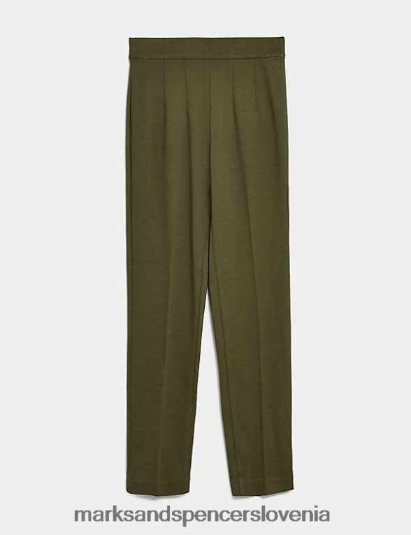 džersi ozke hlače do gležnjev temno kaki Marks & Spencer oblačila ženske 6T8F6X2248