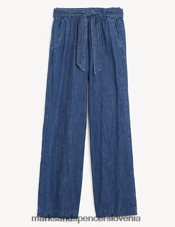 denim široke hlače s pasom temno indigo Marks & Spencer oblačila ženske 6T8F6X3263