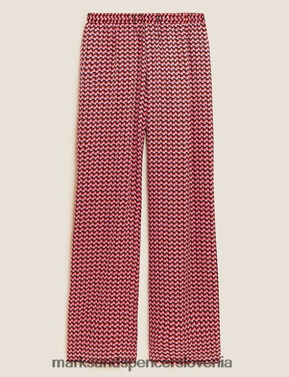 široke hlače s potiskom čiste svile roza mešanica Marks & Spencer oblačila ženske 6T8F6X1698