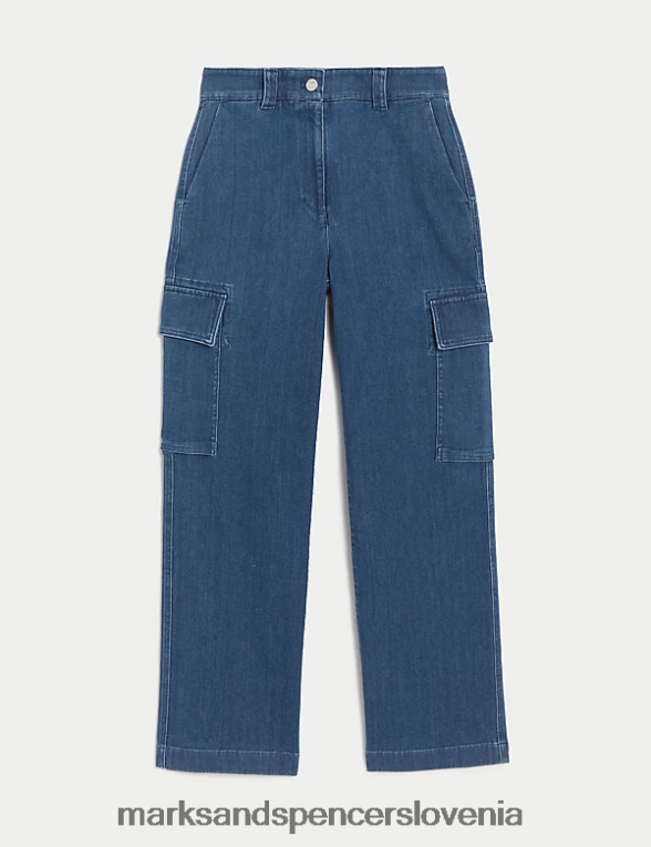 italijanske denim cargo ravne kavbojke chambray Marks & Spencer oblačila ženske 6T8F6X1654