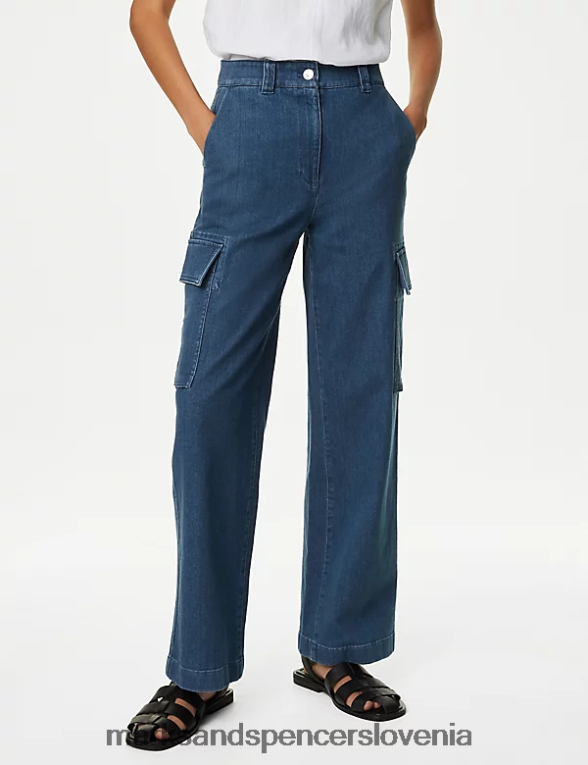italijanske denim cargo ravne kavbojke chambray Marks & Spencer oblačila ženske 6T8F6X1654