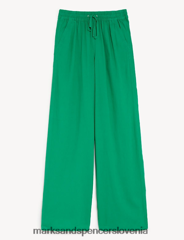 lanene široke hlače svetlo zelena Marks & Spencer oblačila ženske 6T8F6X450