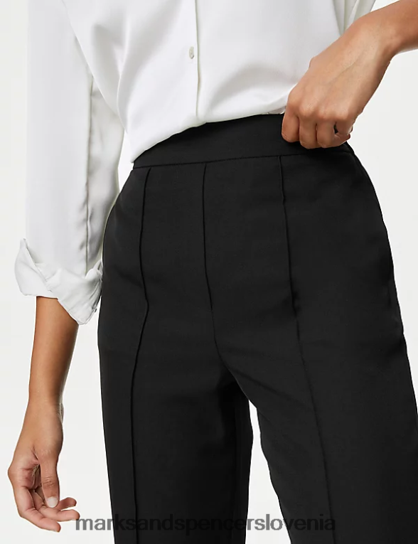 marl ravne hlače Črna Marks & Spencer oblačila ženske 6T8F6X1641