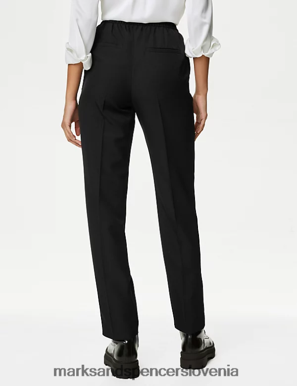 marl ravne hlače Črna Marks & Spencer oblačila ženske 6T8F6X1641