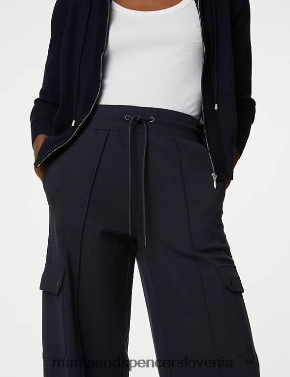 ponte utility široke hlače mornarica Marks & Spencer oblačila ženske 6T8F6X94