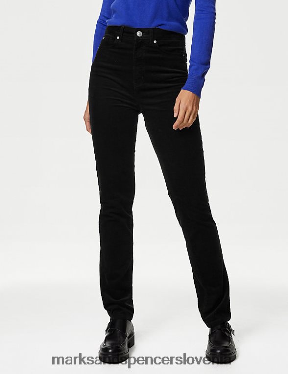 sienna velvet hlače z ravnimi nogami Črna Marks & Spencer oblačila ženske 6T8F6X1612