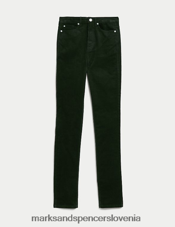 sienna velvet hlače z ravnimi nogami steklenica zelena Marks & Spencer oblačila ženske 6T8F6X1613