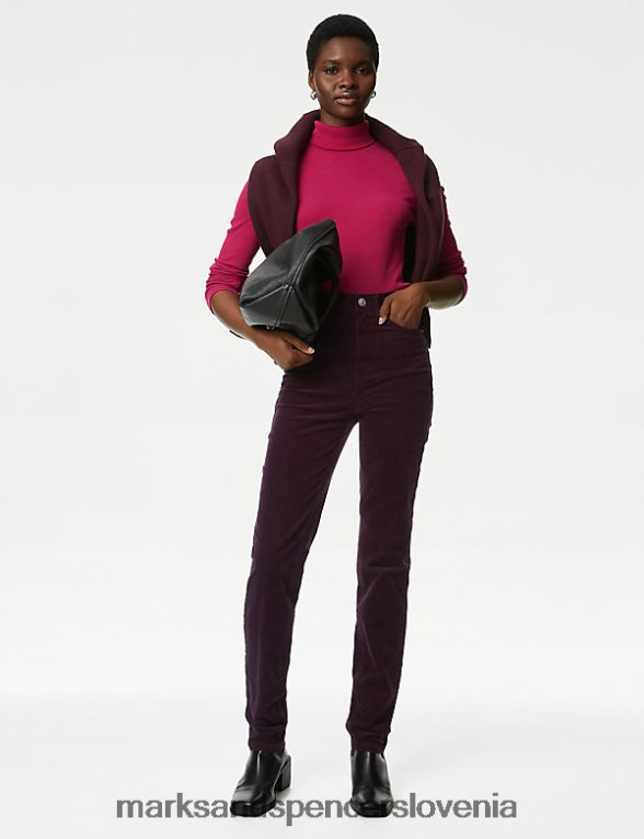 sienna velvet hlače z ravnimi nogami temno bordo Marks & Spencer oblačila ženske 6T8F6X1614