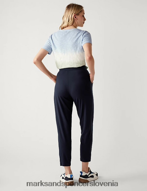 zožene hlače do gležnjev iz jerseyja mornarica Marks & Spencer oblačila ženske 6T8F6X925