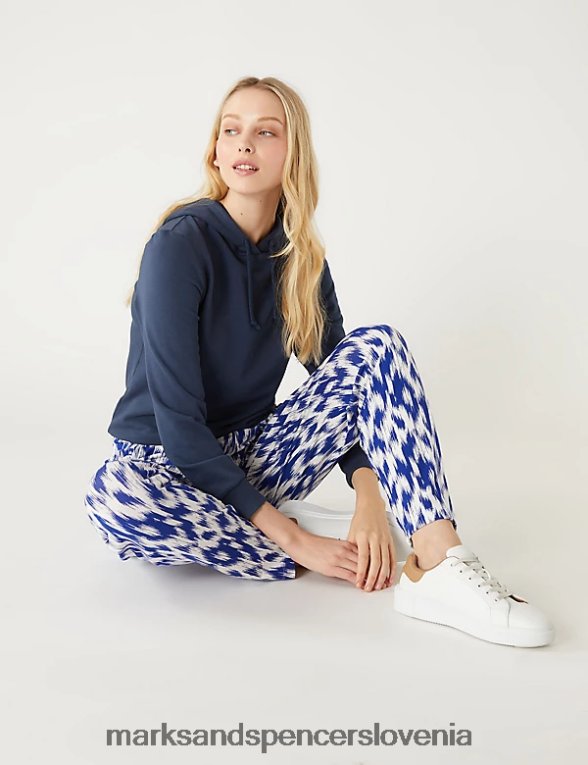 zožene hlače s potiskom jerseyja modra mešanica Marks & Spencer oblačila ženske 6T8F6X2296