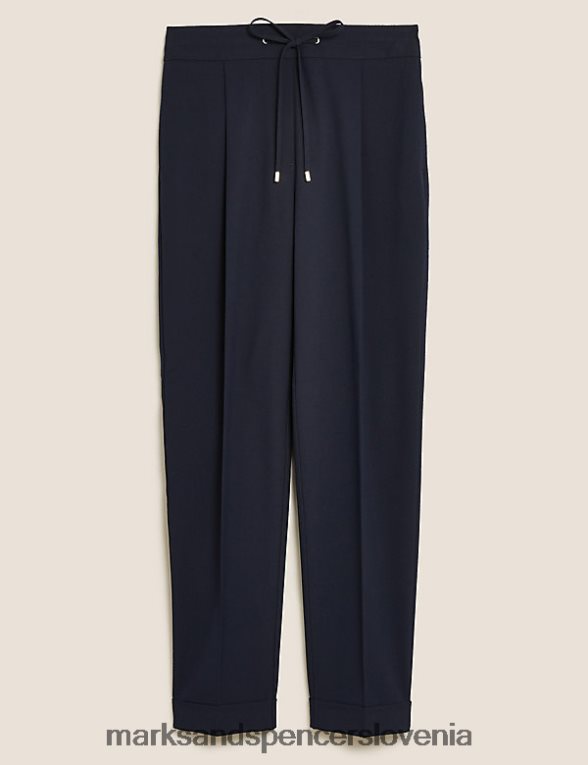 zožene hlače z vrvico do gležnjev temna mornarica Marks & Spencer oblačila ženske 6T8F6X1493