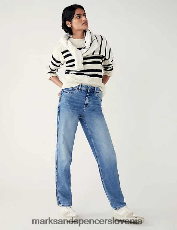 boyfriend ankle grazer jeans modri denim Marks & Spencer oblačila ženske 6T8F6X2630