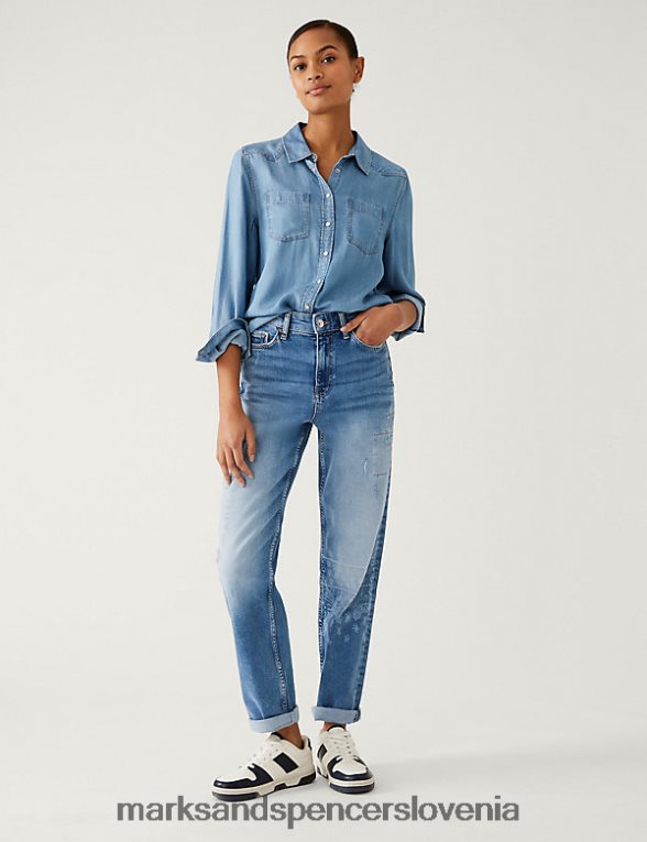 boyfriend ankle grazer jeans svetlo denim Marks & Spencer oblačila ženske 6T8F6X2631