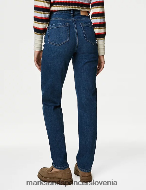 girlfriend ravne kavbojke srednje rasti srednji indigo Marks & Spencer oblačila ženske 6T8F6X380