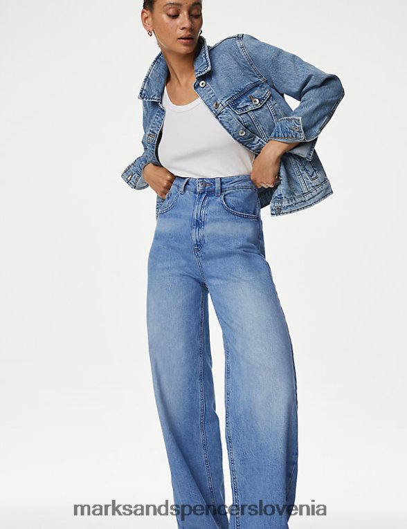 široke kavbojke svetlo denim Marks & Spencer oblačila ženske 6T8F6X3038