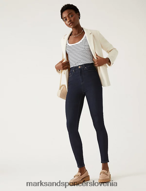 ivy supersoft ozke kavbojke z visokim pasom indigo mešanica Marks & Spencer oblačila ženske 6T8F6X784